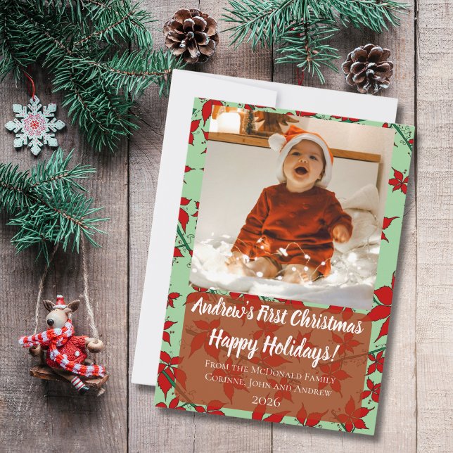Carte de Noël bébé premier Noël vert personnalisé (Créateur téléchargé)