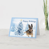 Carte de Noël berger allemand Arbre bleu