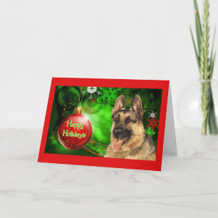 Carte de Noël berger allemand Red Ball Green