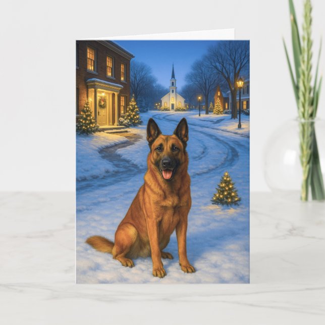 Carte de Noël Berger Malinois Belge (Devant)