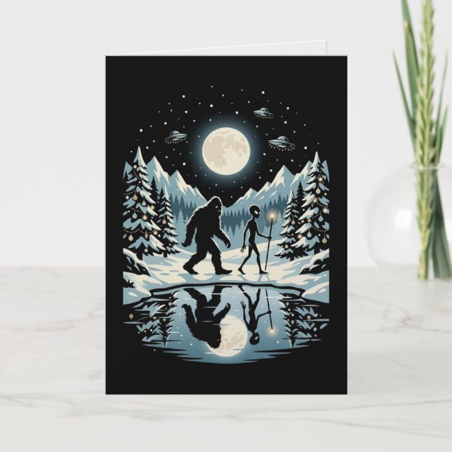 Carte de Noël Bigfoot Alien (Devant)