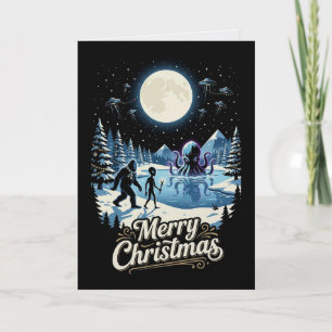 Carte de Noël Bigfoot Alien Cryptide UFO