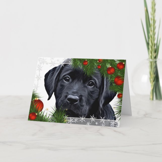 Carte de Noël Black Lab - Chien mignon Chien Chien (Devant)