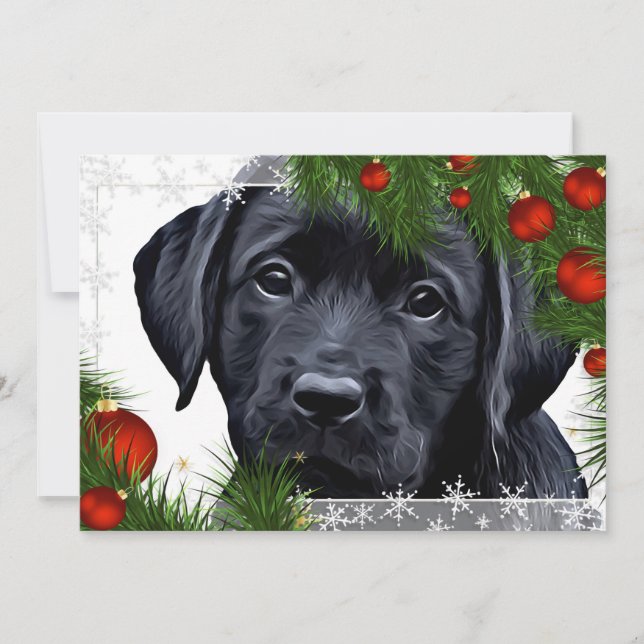 Carte de Noël Black Lab - Chien mignon chiot Labra (Devant)