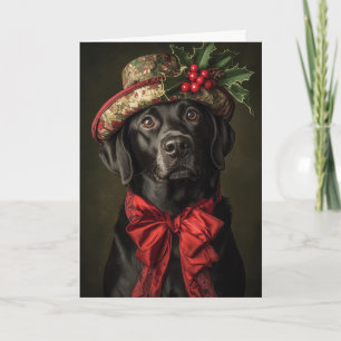 Carte de Noël Black Lab Élégant Chien Victorien