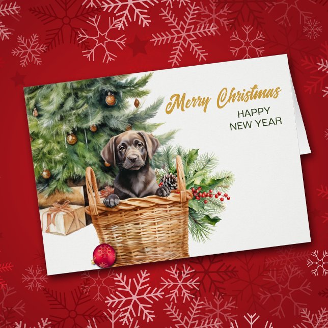 Carte de Noël Black Lab Retriever Wicket Panier (Créateur téléchargé)
