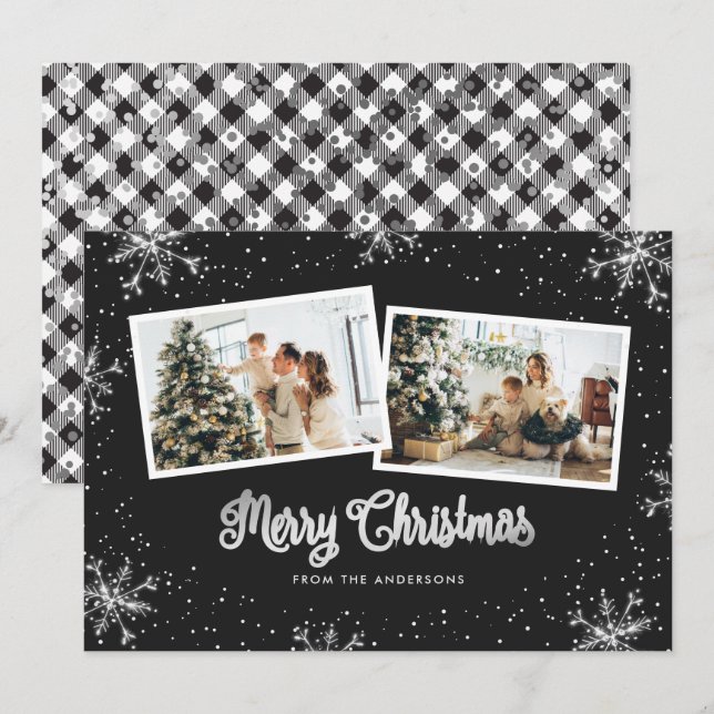Carte de Noël Black White Silver (Devant / Derrière)