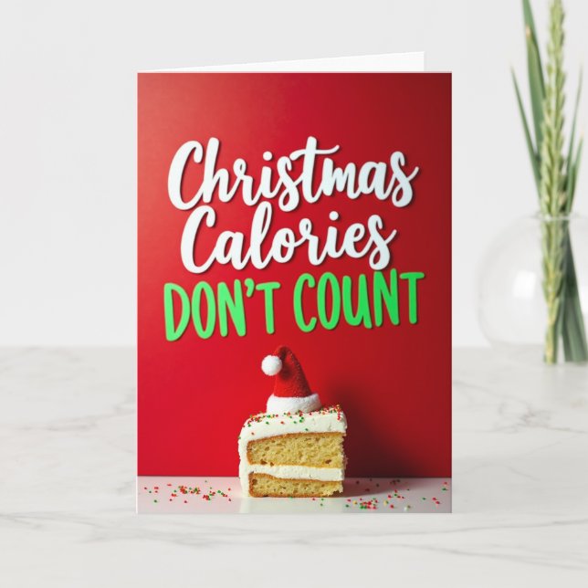 Carte de Noël Blague Dessert Calories ne comptent  (Devant)