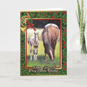 Carte de Noël blanche Appaloosa Horse