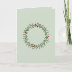 Carte de Noël blanche avec couronne d'aquarelle