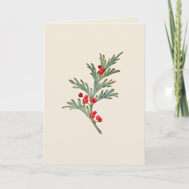 Carte de Noël blanche avec Juniper Aquarelle (Devant)