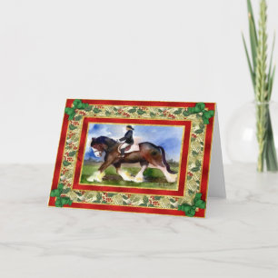 Carte de Noël blanche Clydesdale Horse