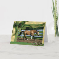 Carte de Noël blanche pour Cheval en peau de bouch