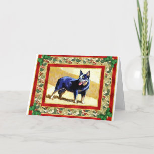 Carte de Noël blanche pour chien de bétail austral