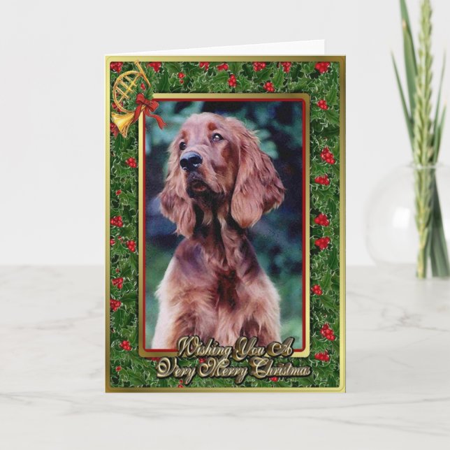 Carte de Noël blanche pour chien de couture irland (Devant)