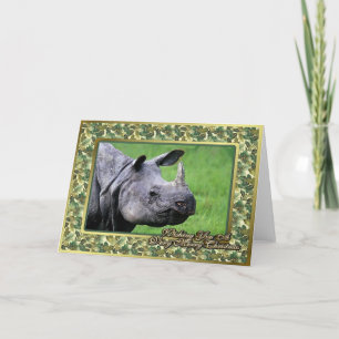 Carte de Noël blanche Rhinoceros