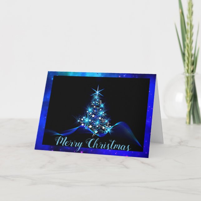 Carte de Noël bleu électrique (Devant)