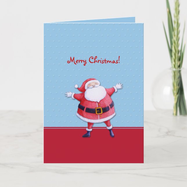 Carte de Noël bleue au Père Noël (Devant)