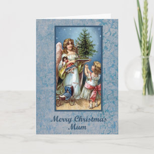 Carte de Noël bleue de maman