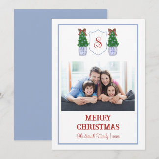 Carte de Noël Bleue et Blanche Chinoiserie