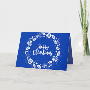 Carte de Noël bleue pour ami avec couronne