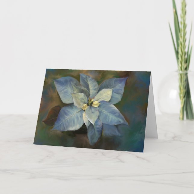 Carte de Noël Blue Poinsettia (Devant)