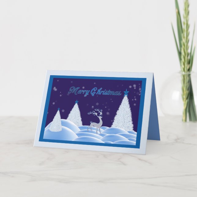 Carte de Noël Blue Snowy Night (Devant)