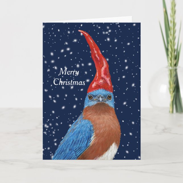 Carte de Noël Bluebird Gnome (Devant)