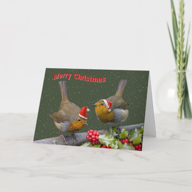 Carte de Noël Bobbin' Robins (Devant)