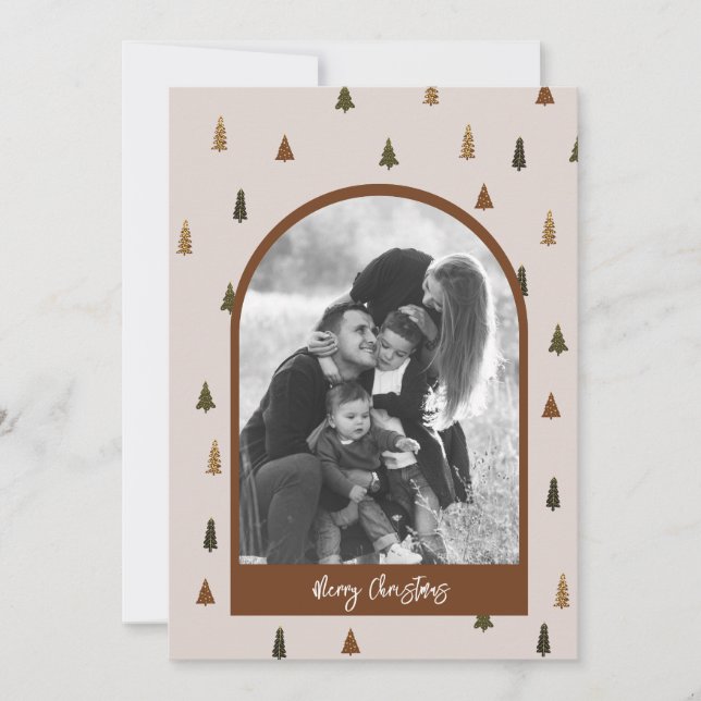 Carte de Noël Bohème Rétro avec Arche d'Arbre de N (Devant)