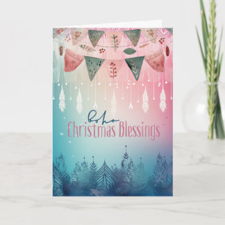 Carte de Noël Boho Blessing sans photo