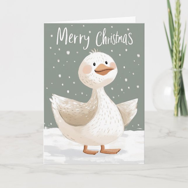 Carte de Noël Boho Duck dans la neige (Devant)
