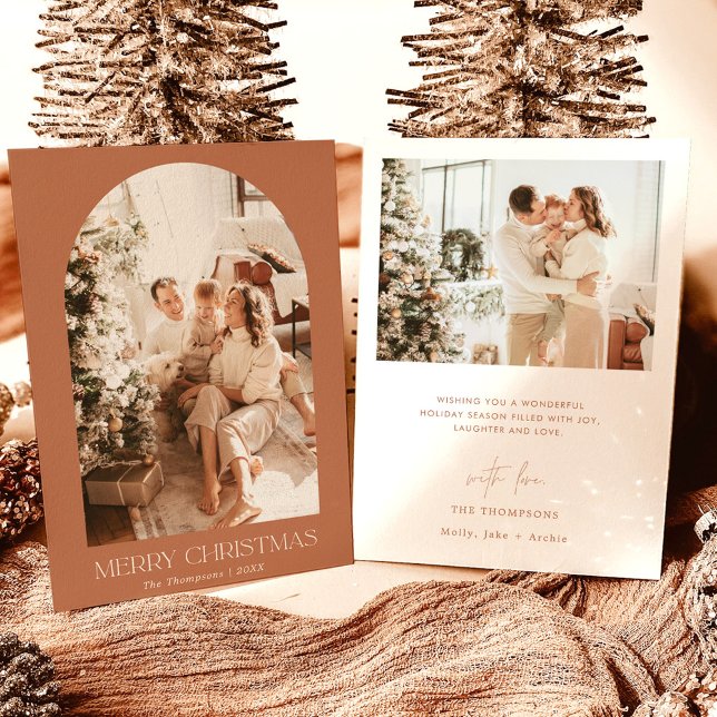Carte de Noël Boho Terracotta | Photo moderne (Créateur téléchargé)