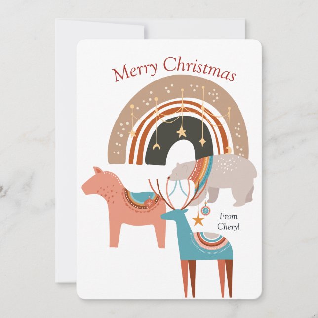 Carte de Noël Boho Watercolor (Devant)