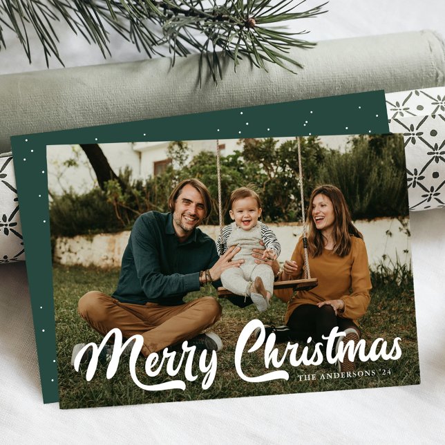 Carte de Noël Bold Retro Script avec 2 photos (Créateur téléchargé)