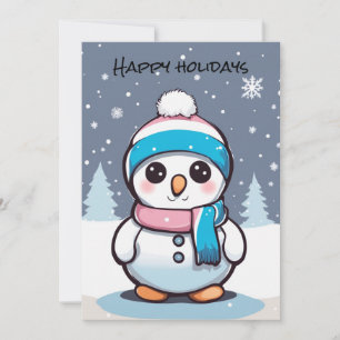 Carte de Noël bonhomme de neige aux couleurs du dr