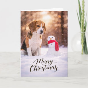 Carte de Noël Bonhomme de Neige Beagle