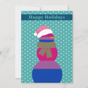 Carte de Noël bonhomme de neige bisexuel femme de