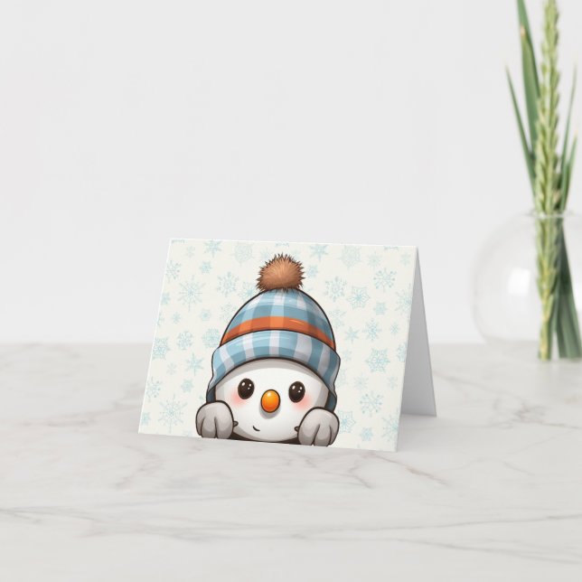 Carte de Noël Bonhomme de Neige Joyeux (Devant)