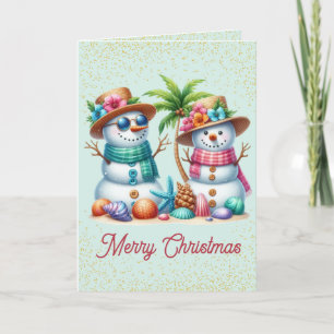 Carte de Noël Bonhommes de Neige Tropicaux