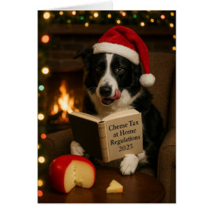 Carte de Noël Border Collie 'Taxe Fromage'