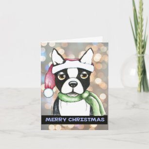 Carte de Noël Boston Terrier