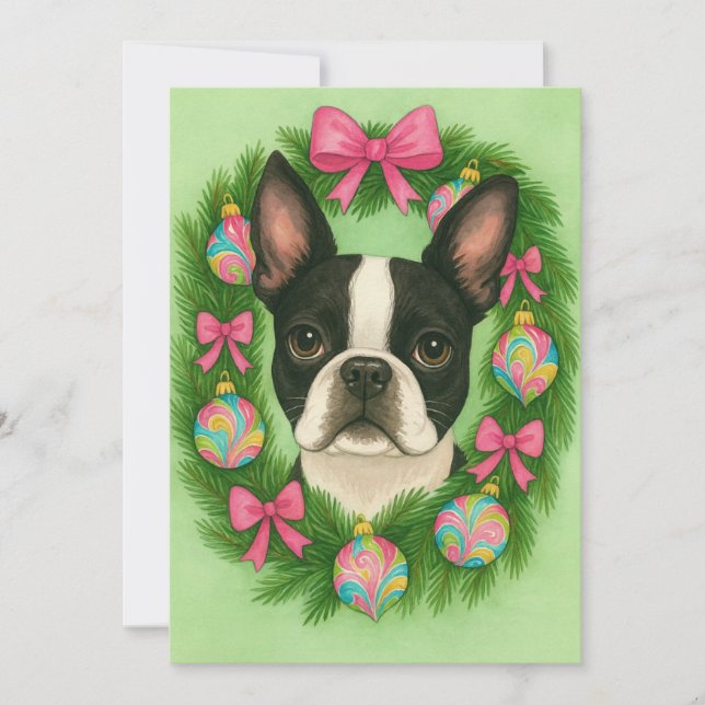 Carte de Noël Boston Terrier (Devant)