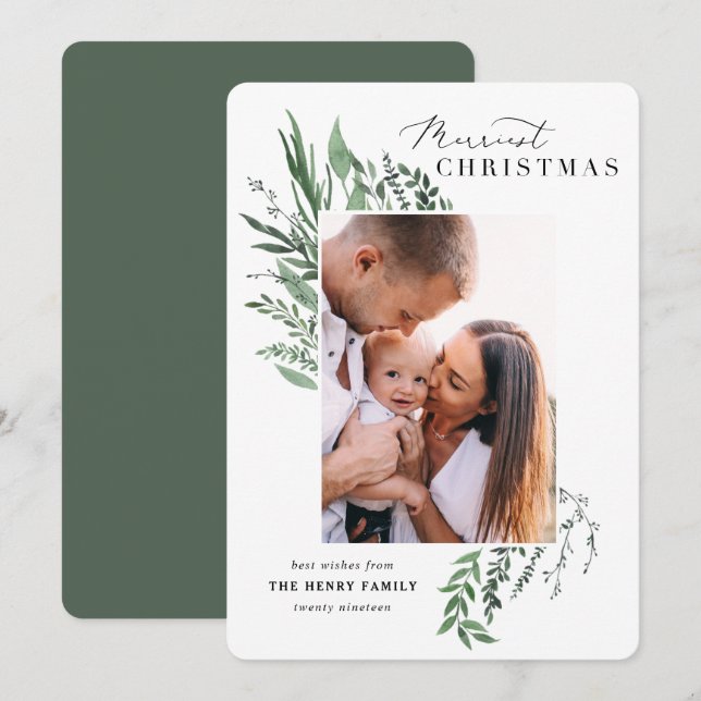 Carte de noël botanique de noël des plus beaux (Devant / Derrière)