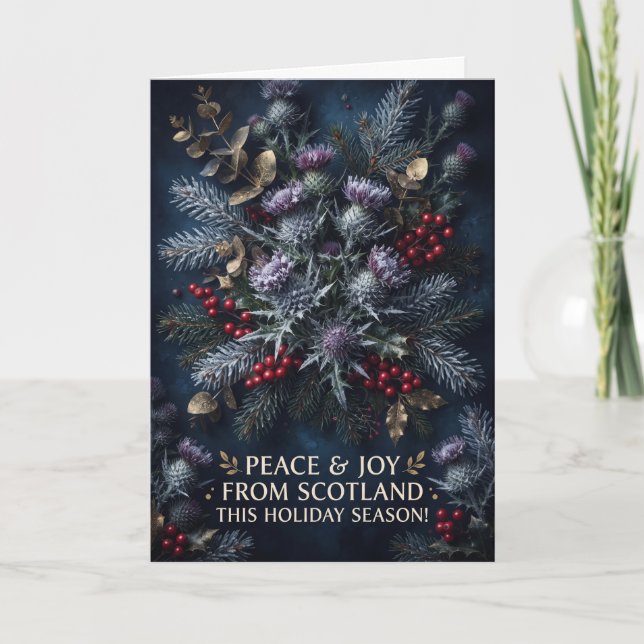 Carte de Noël botanique d'hiver écossaise (Devant)