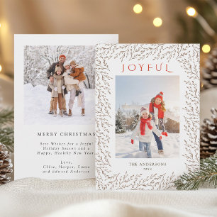 Carte de Noël botanique Joyful Tan 2 photos