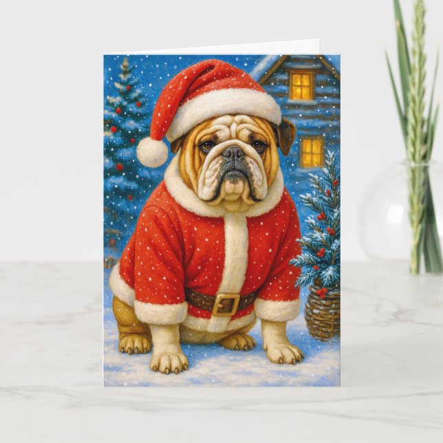 Carte de Noël Bouledogue Anglais (Devant)