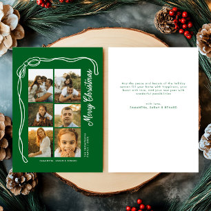 Carte de Noël Bow Merry Christmas Family 6 Photos