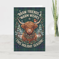 Carte de Noël Braw Friends Highland Cow