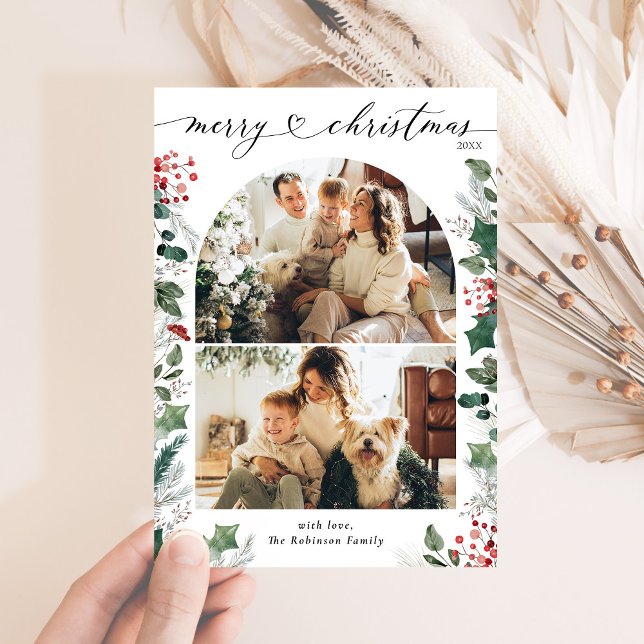 Carte de Noël Bright Red 2 Photo Arch (Créateur téléchargé)